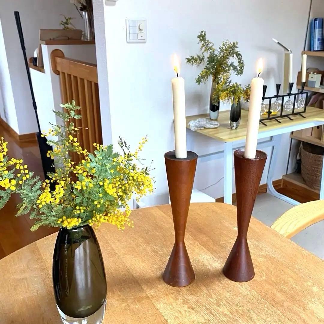 チーク　キャンドルホルダーセット　ヴィンテージ　デンマーク　ミッドセンチュリー