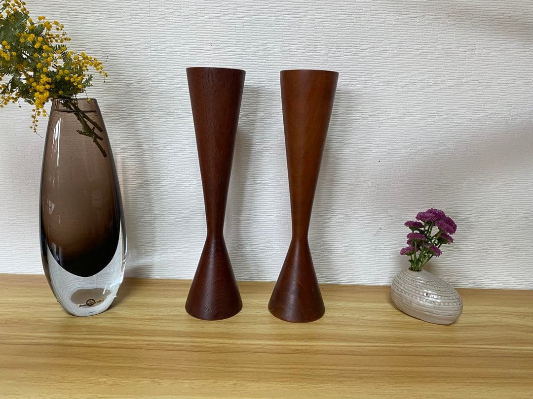 チーク　キャンドルホルダーセット　ヴィンテージ　デンマーク　ミッドセンチュリー