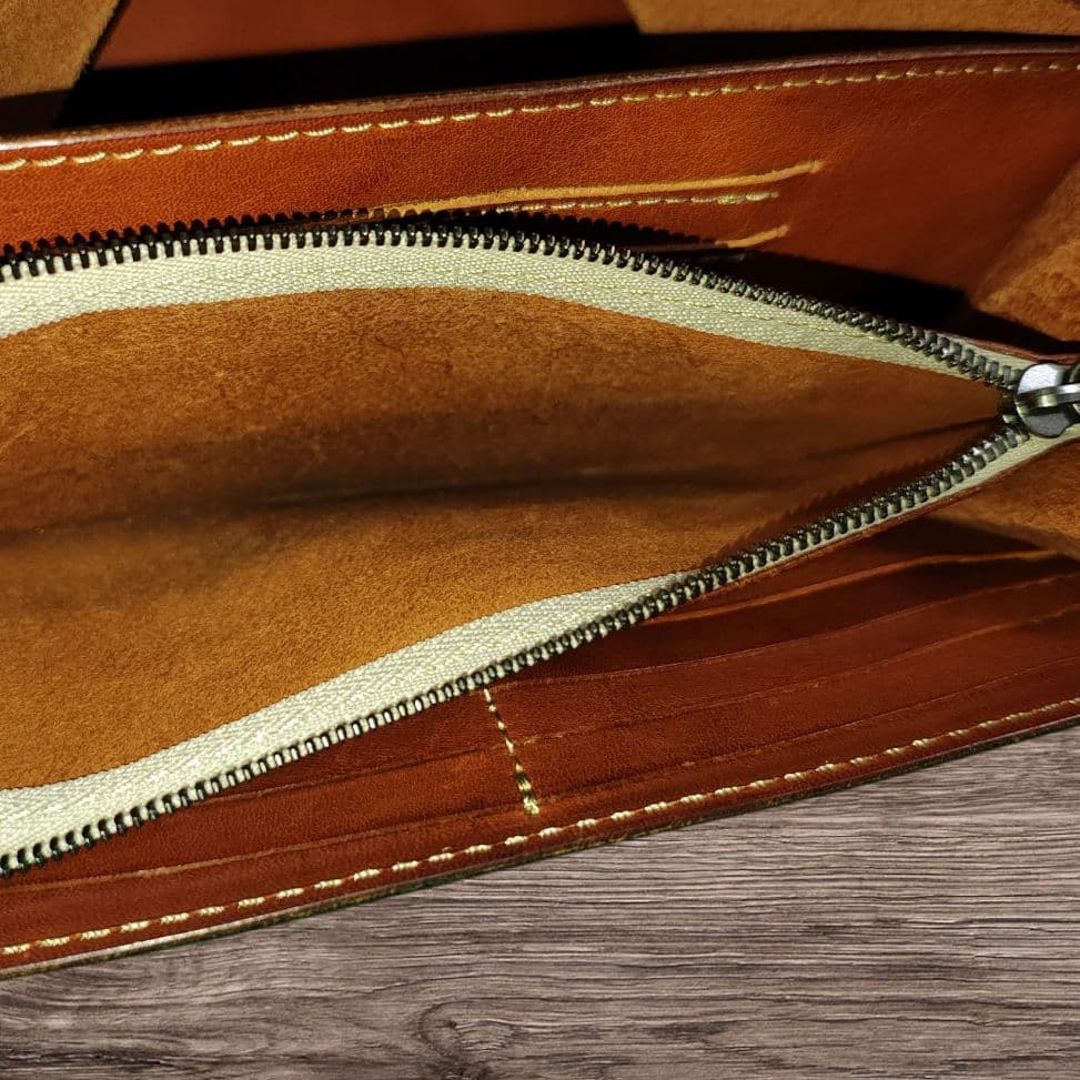 ANNAK(アナック) 栃木レザー ギャルソンロングウォレット　グリーン本革