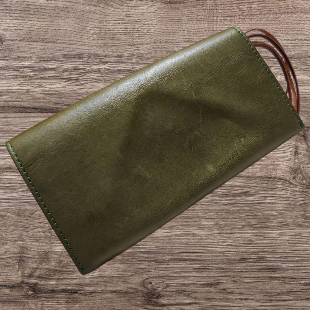 ANNAK(アナック) 栃木レザー ギャルソンロングウォレット　グリーン本革