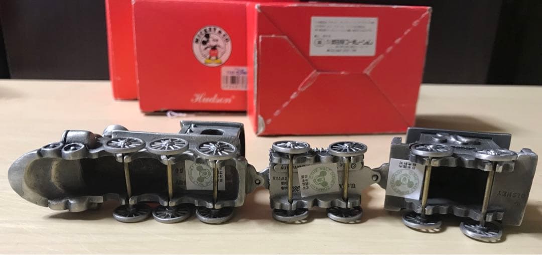 ディズニー　置物　真鍮製　列車　先頭　No.8 ミッキーマウス　最後尾　セット