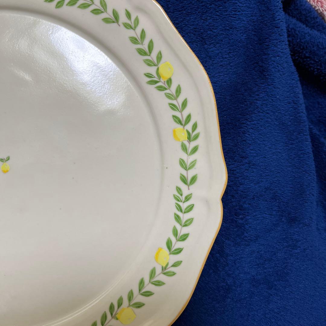 阿部慎太郎　花形リム皿8寸　檸檬　新品　レモン装飾の波形プレート