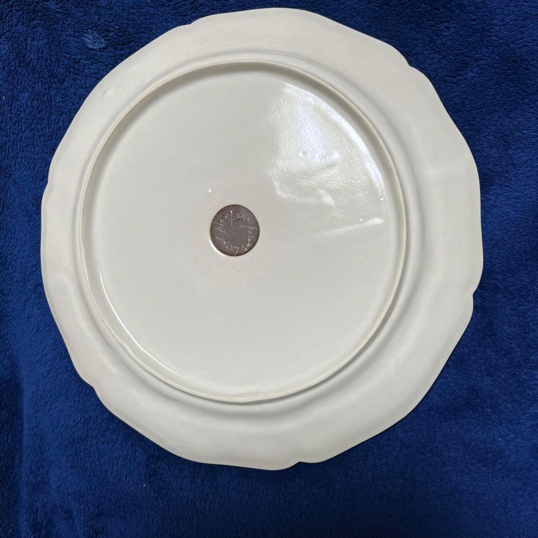 阿部慎太郎　花形リム皿8寸　檸檬　新品　レモン装飾の波形プレート