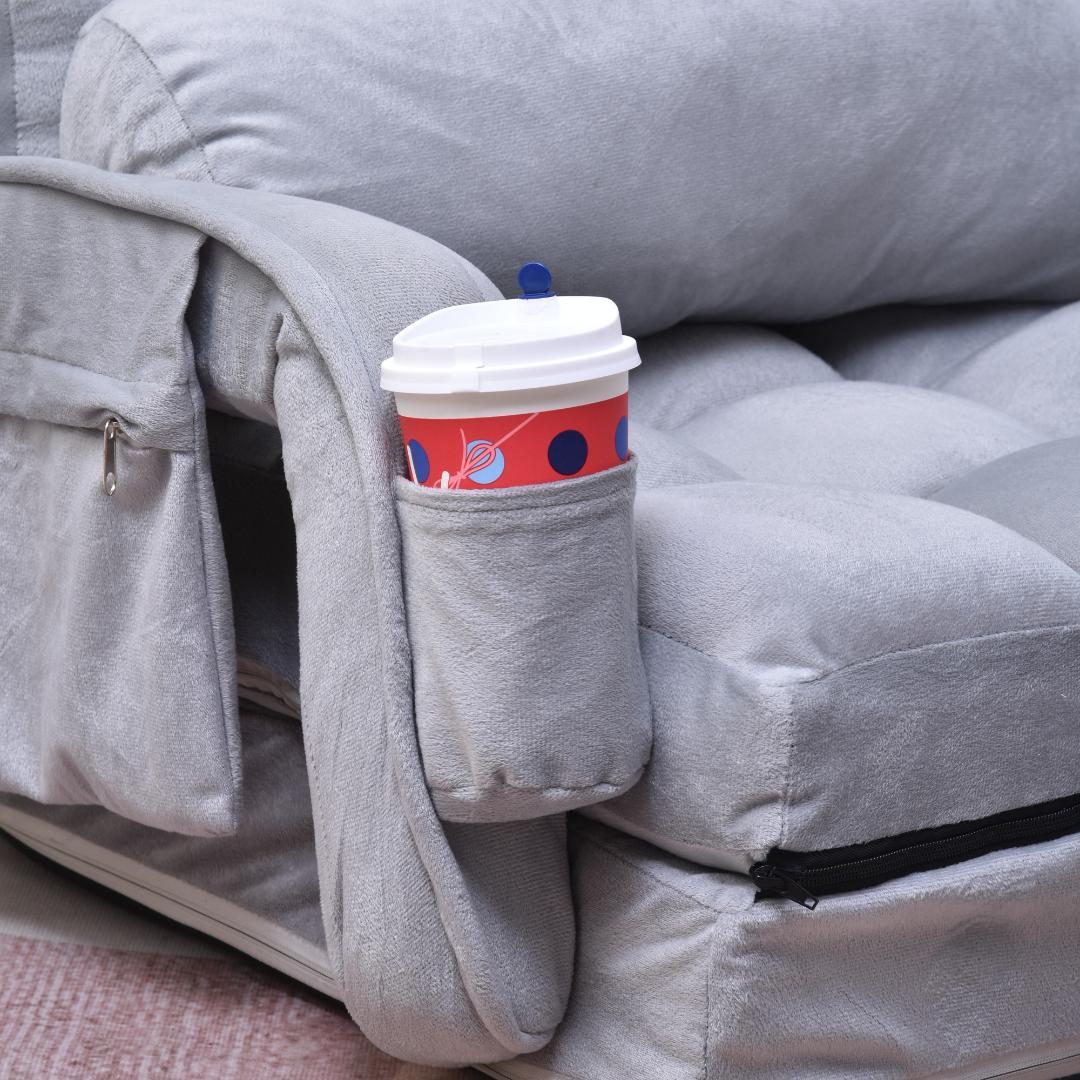 【新品】コンパクトリクライニング座椅子 14段ギア調節 ファブリック