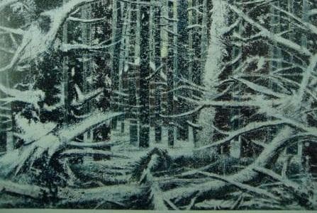 岡鹿之助、【林】、希少な大判額装用画集より、美品、日本人画家、新品