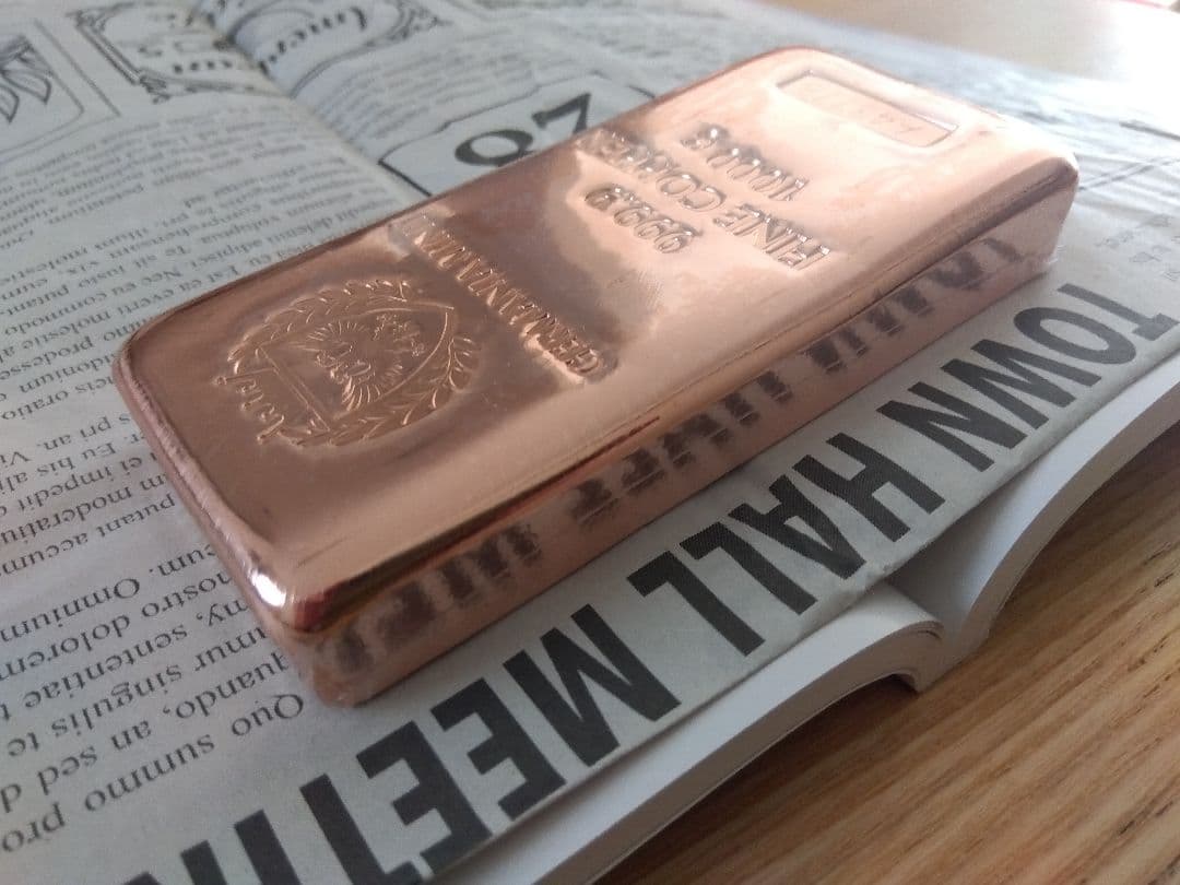 ポーランドゲルマニア純銅赤金 1キロ キャストバー ペーパーウエイト