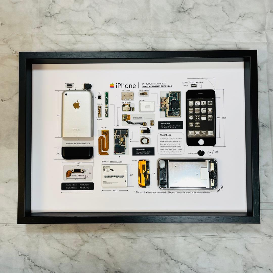 プレミアム端末】 iPhone 2G 標本アート 高級木製ボックスフレーム仕様