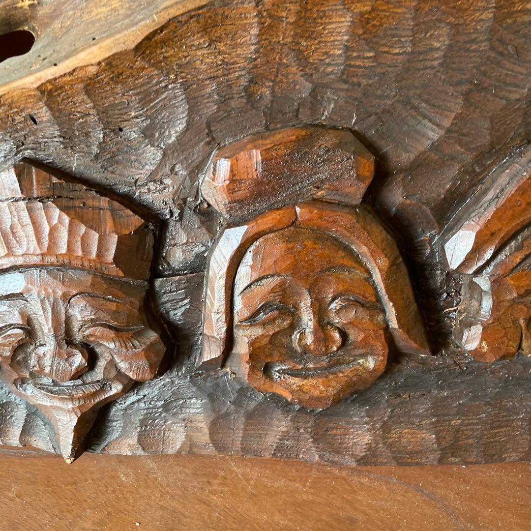 七福神 木製彫刻 約130cm 一枚板　彫刻　骨董品　アンティーク　神様　縁起物