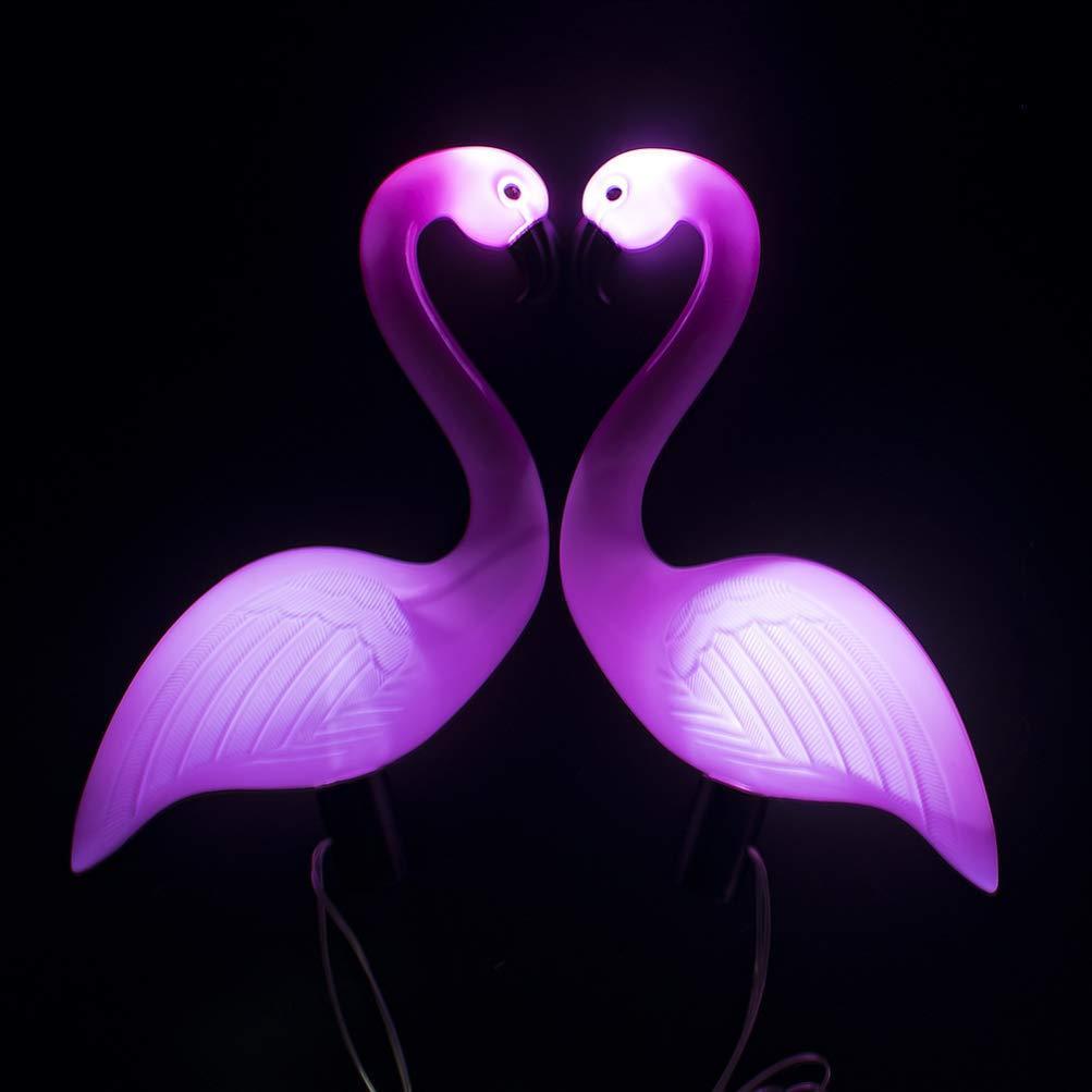 三つセット ソーラー IP65防水 LED 取付簡単 フラミンゴガーデンライト