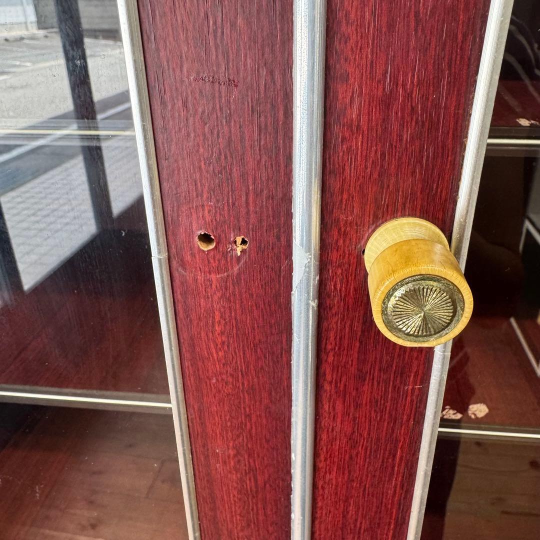 昭和レトロ　アーチ窓　食器棚　キャビネット　シックなブラウン　希少　ビンテージ