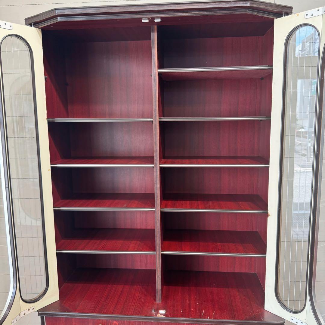 昭和レトロ　アーチ窓　食器棚　キャビネット　シックなブラウン　希少　ビンテージ