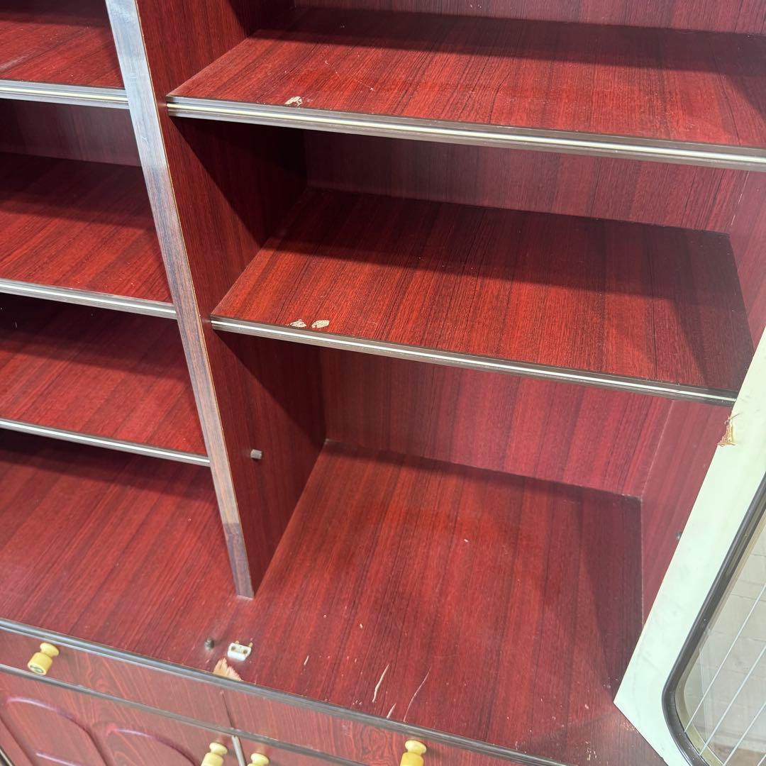 昭和レトロ　アーチ窓　食器棚　キャビネット　シックなブラウン　希少　ビンテージ