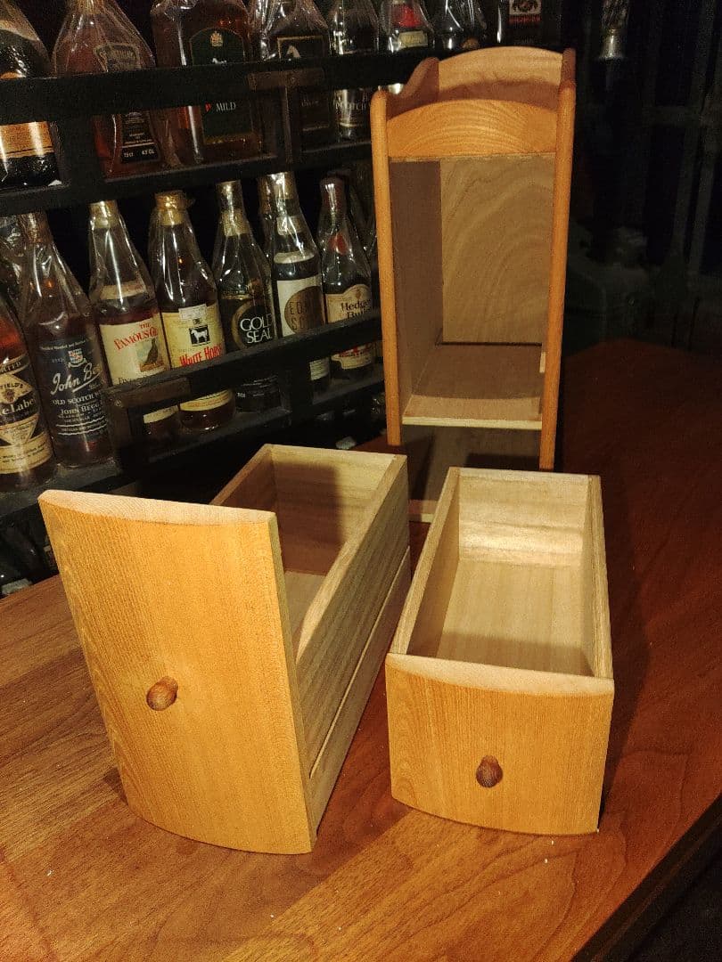 北欧　無垢　オーク　ラウンド　アーチ　サイドラック　ウォールナット　棚　ラック