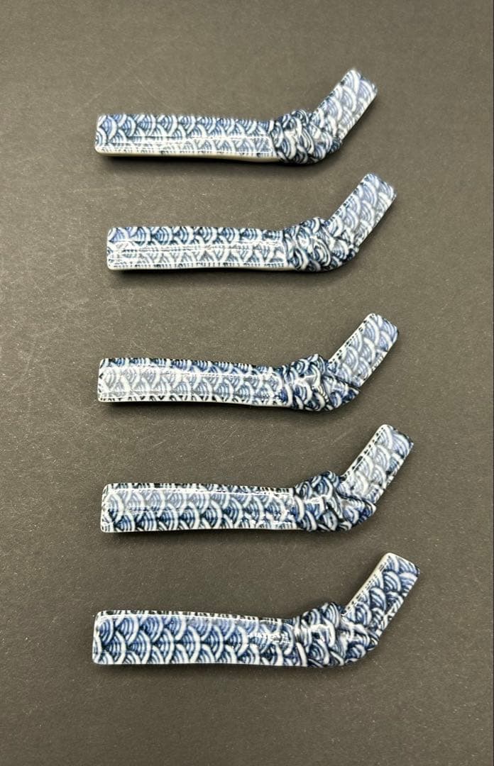 陶器　京焼　清水焼　青海波　音羽山焼　箸置き　5個 平安　手描き　染付　未使用品