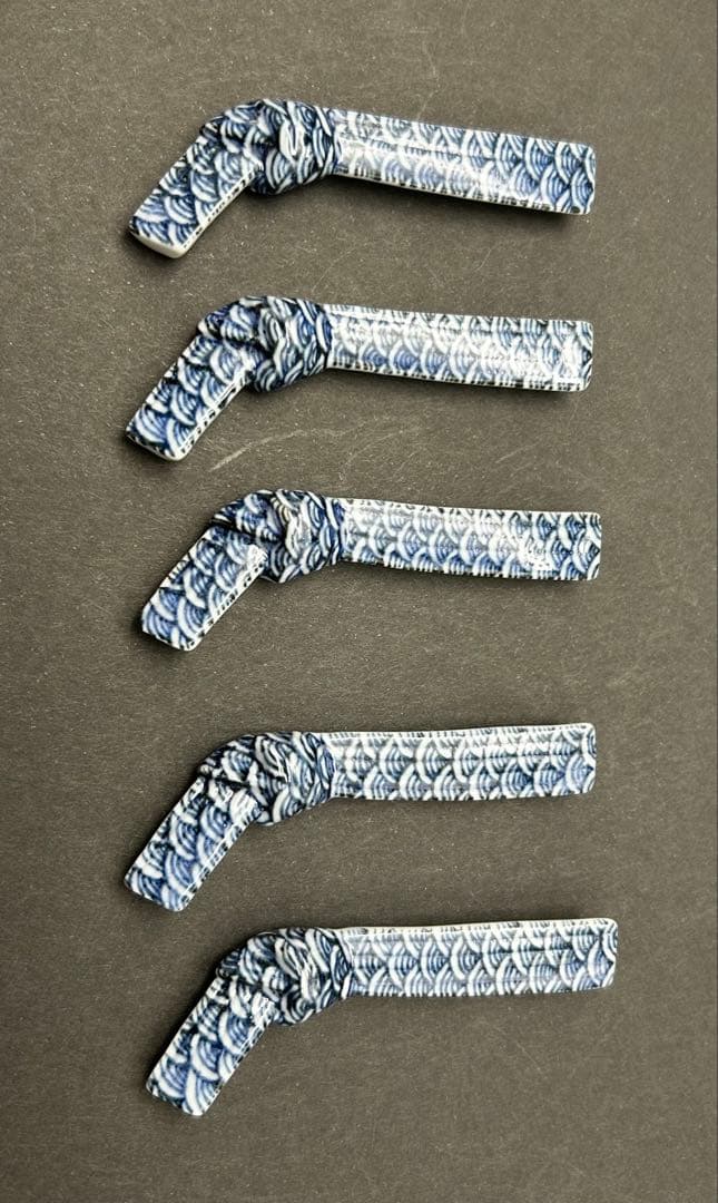 陶器　京焼　清水焼　青海波　音羽山焼　箸置き　5個 平安　手描き　染付　未使用品