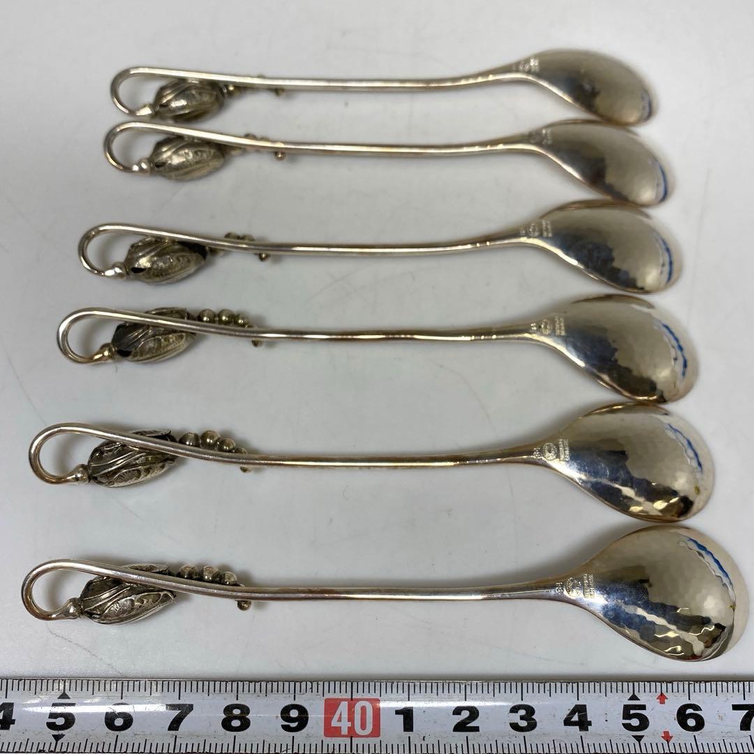 ジョージジェンセン最高峰　sterlingブロッサムデザートスプーン6本　共袋