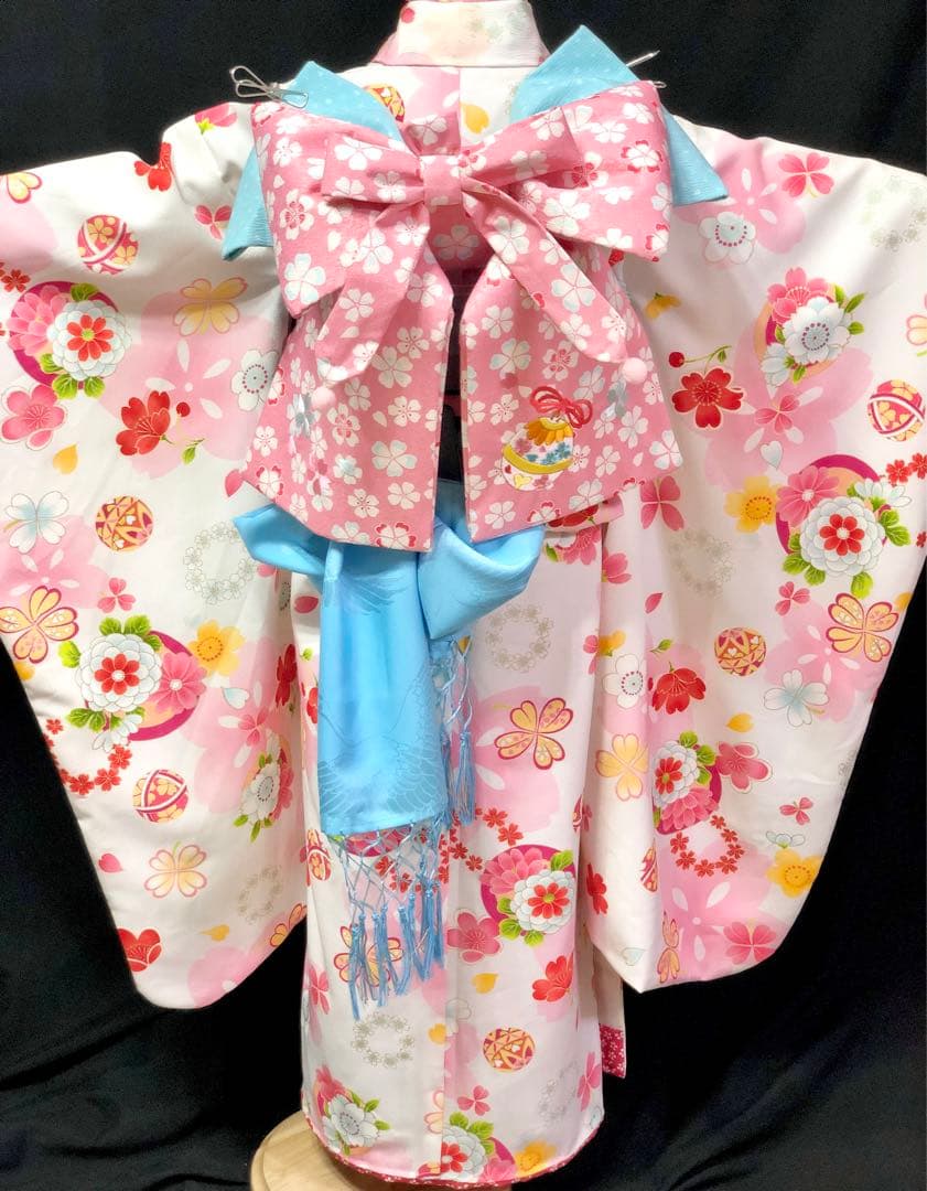 【式部浪漫】七五三　ブランド　7歳　刺繍　着物　作り帯　セット　日本製　女の子