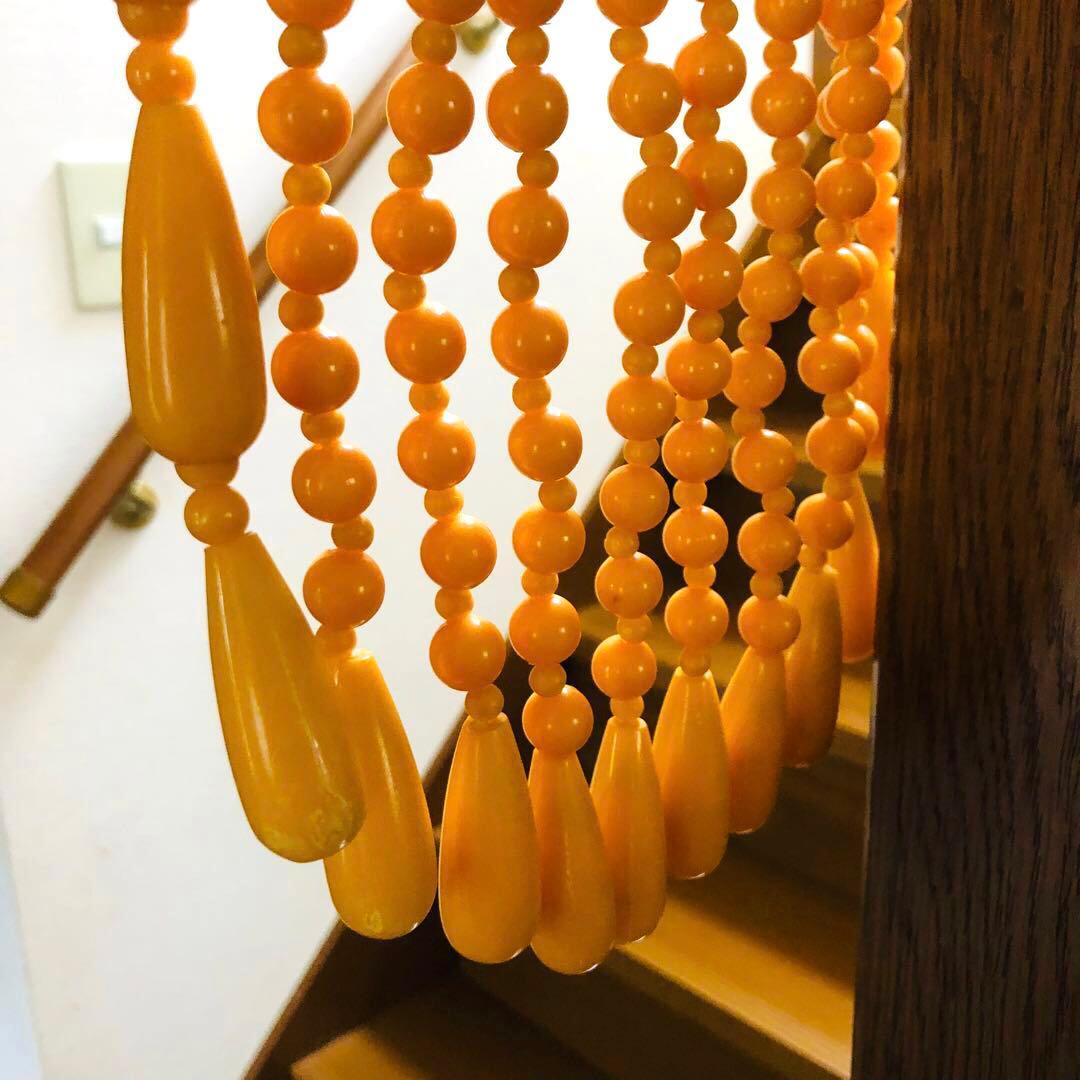 レトロポップ 昭和レトロ ビーズのれん 玉のれん オレンジ カーテン雫