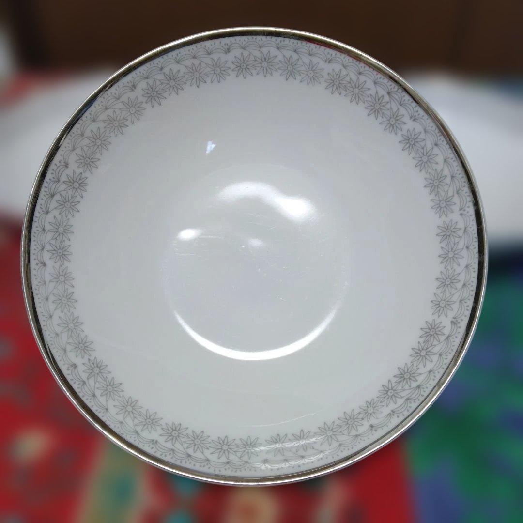 昭和レトロ オールド深川製磁 中深皿 3客 銀彩 花柄 ビンテージ - メルカリ