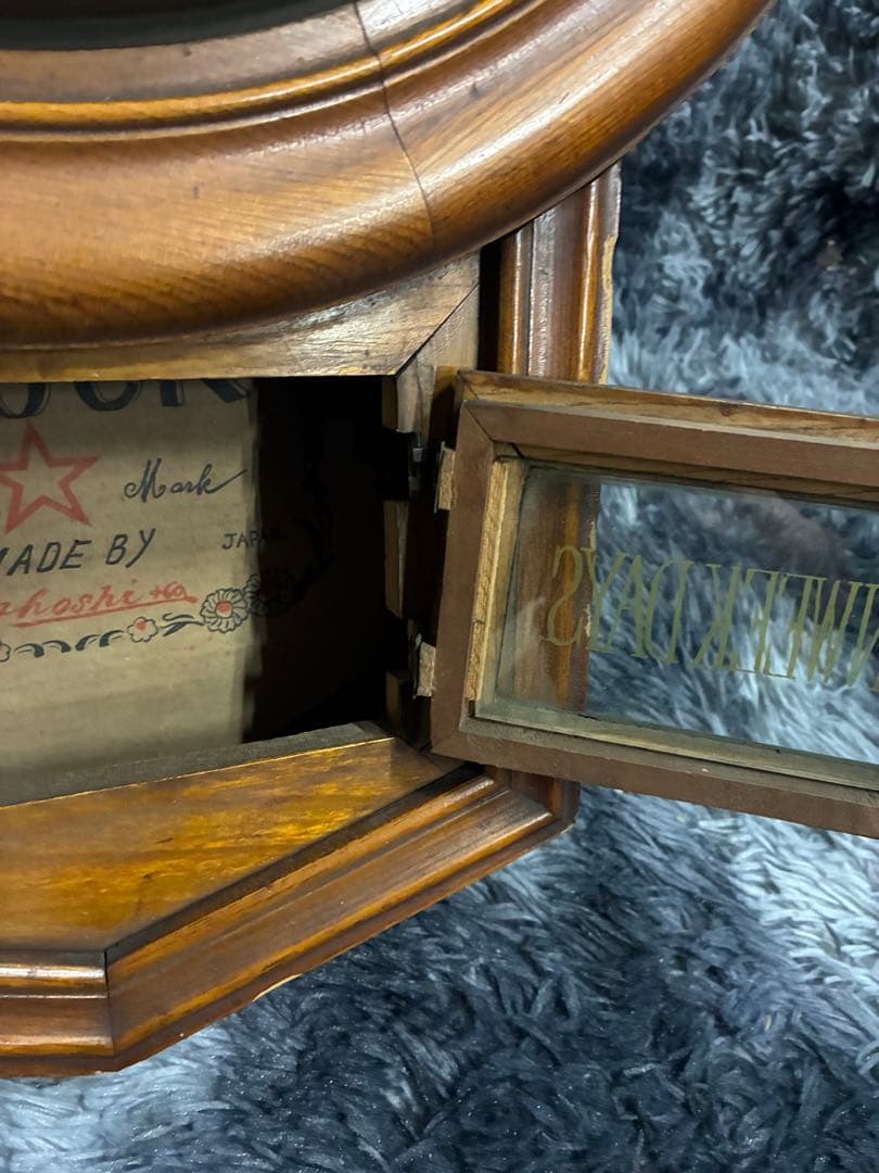 赤星時計 カレンダー機能付き 総欅造り 頭丸ゼンマイ 振り子時計 アンティーク