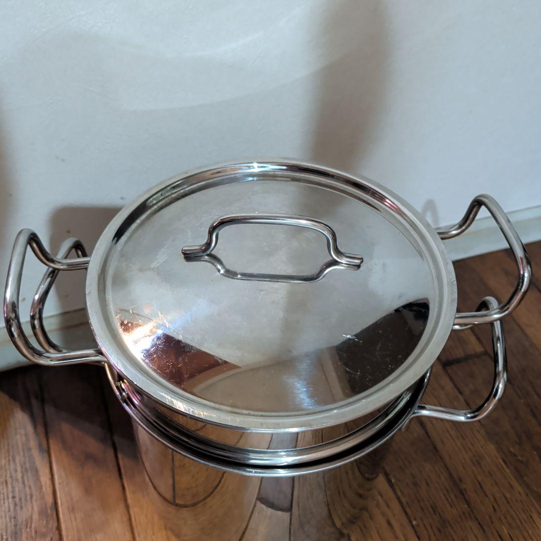 ステンレス 両手鍋 蓋・ストレーナー付き