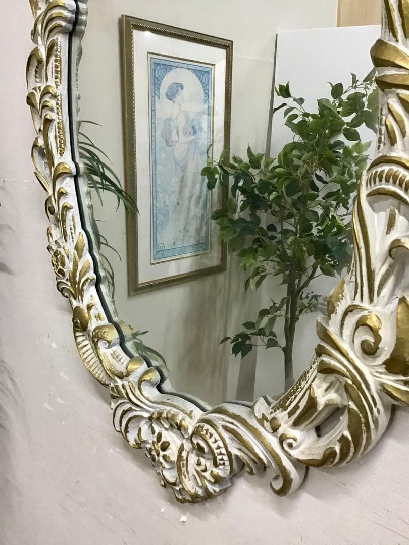 管966☆イタリア製☆アンティーク☆ウォールミラー☆壁掛け鏡