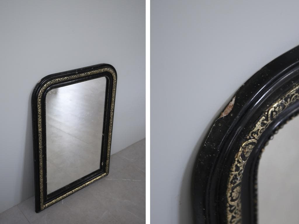 フランスアンティークナポレオン3世様式ミラー/壁掛け鏡ウォールミラー54-199