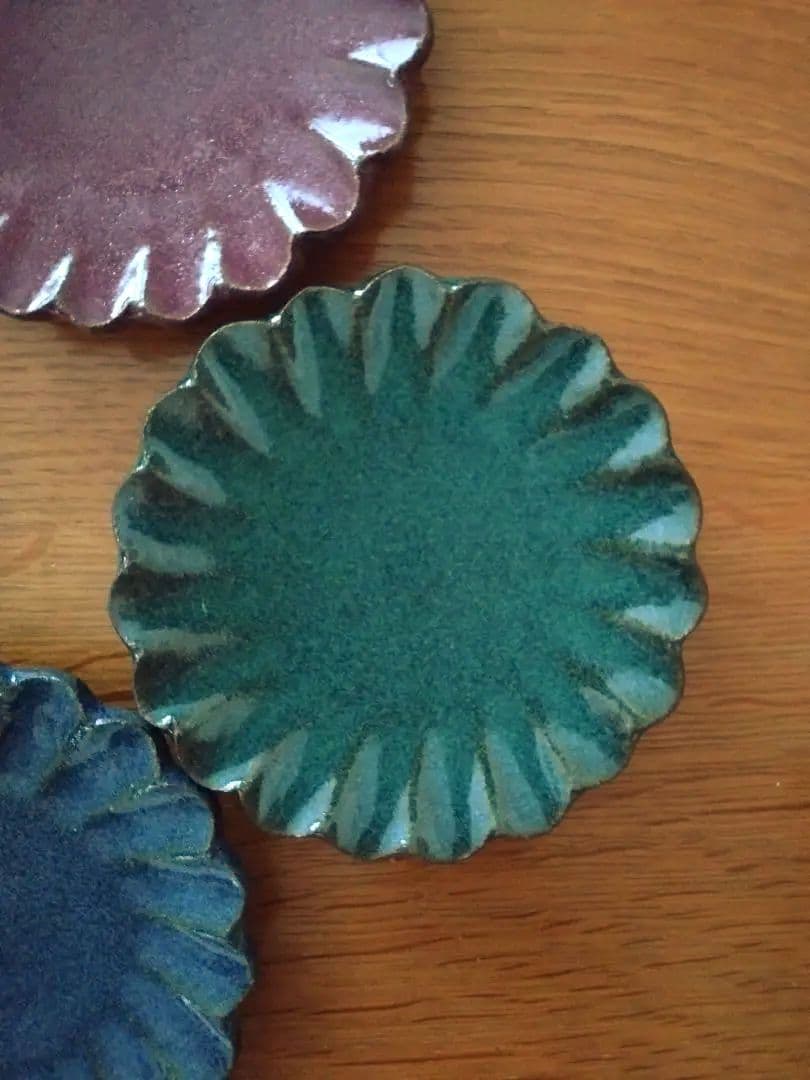 小澤基晴さん　輪花皿　3寸・４寸　各5色セット　（mn）