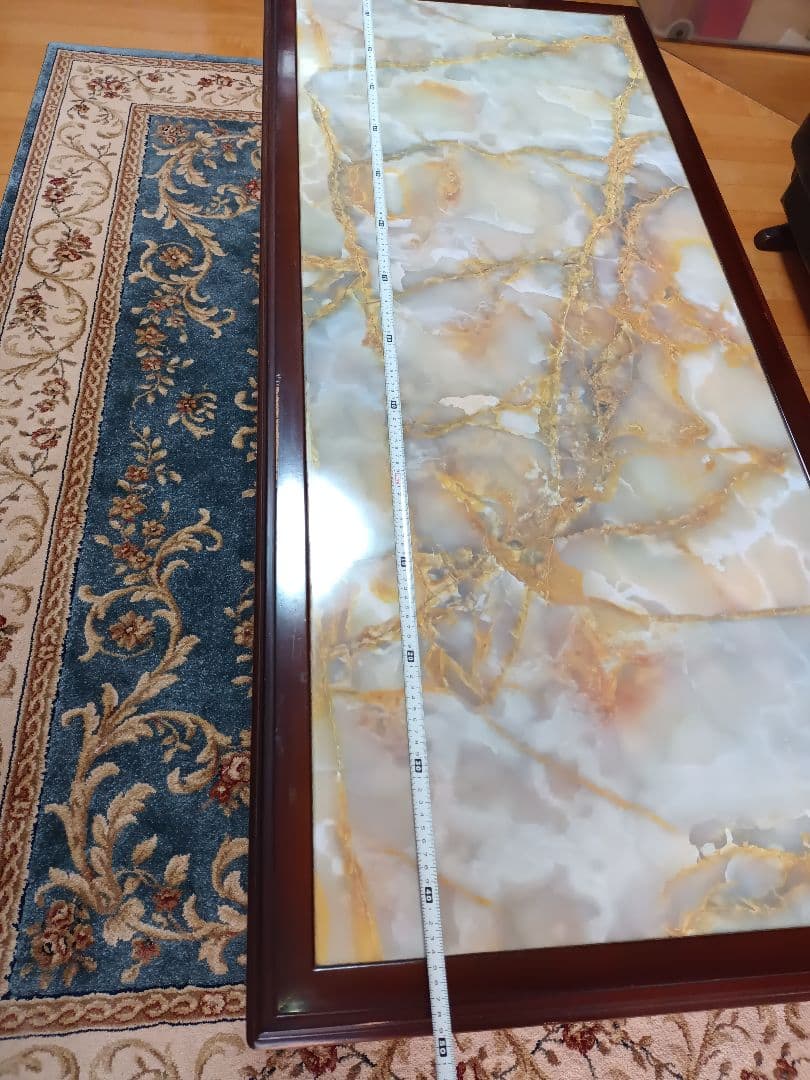 昭和レトロセンターテーブル 大理石柄木製