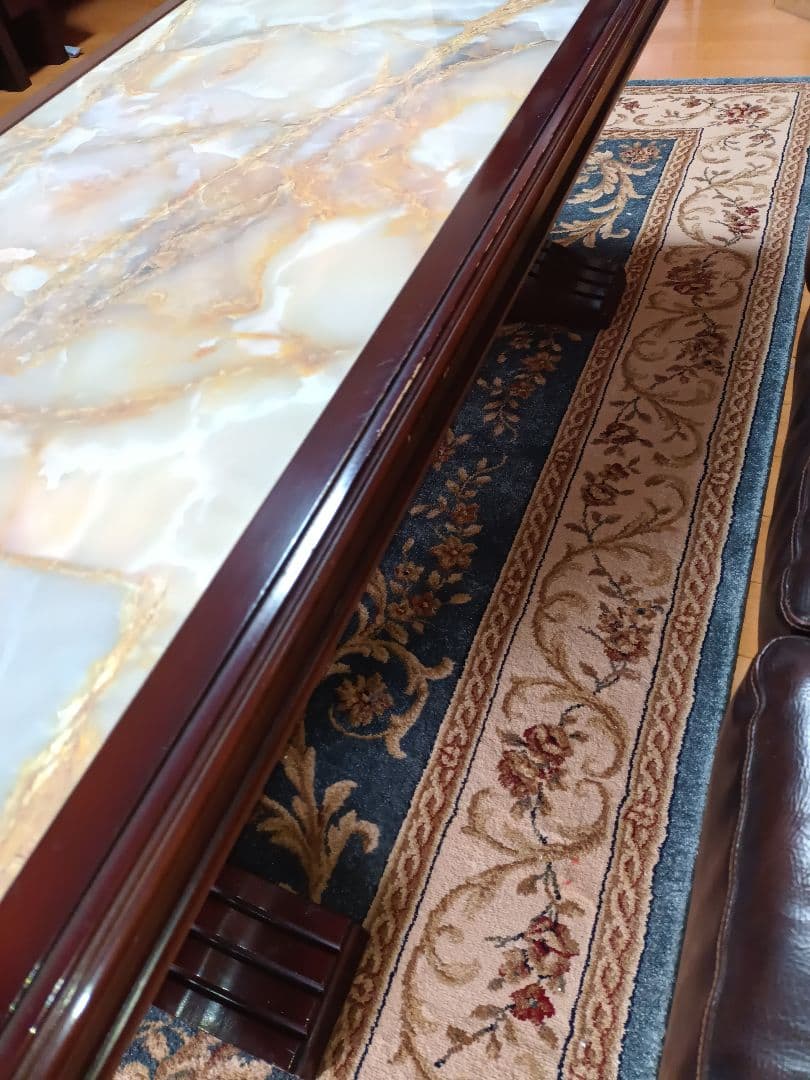 昭和レトロセンターテーブル 大理石柄木製