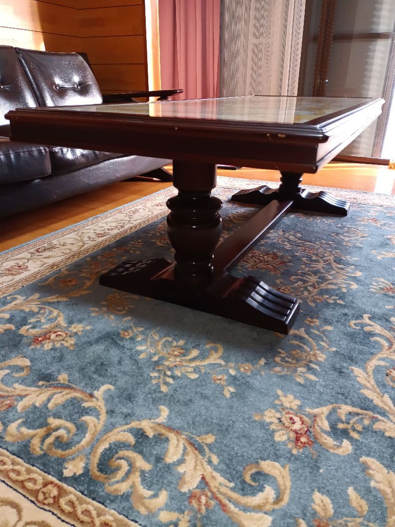 昭和レトロセンターテーブル 大理石柄木製