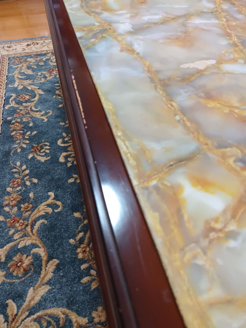 昭和レトロセンターテーブル 大理石柄木製