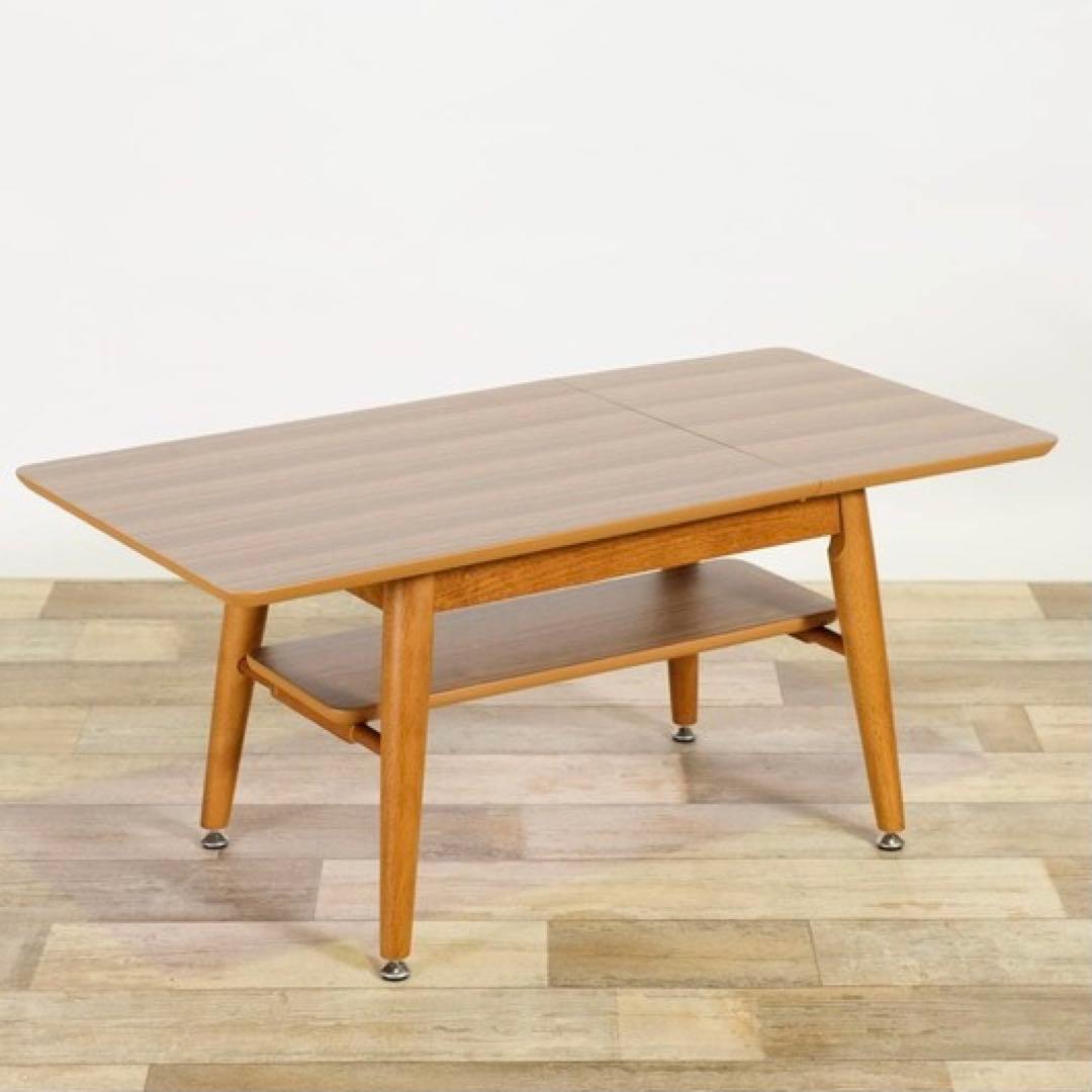 B 新品 ウォールナット 伸長式 ローテーブル S 折り畳み 伸縮 座卓 机