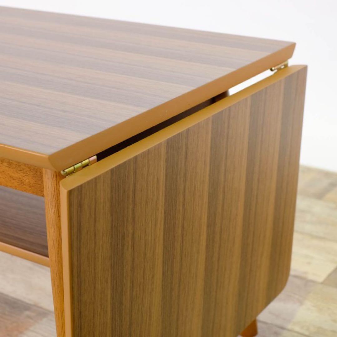 B 新品 ウォールナット 伸長式 ローテーブル S 折り畳み 伸縮 座卓 机