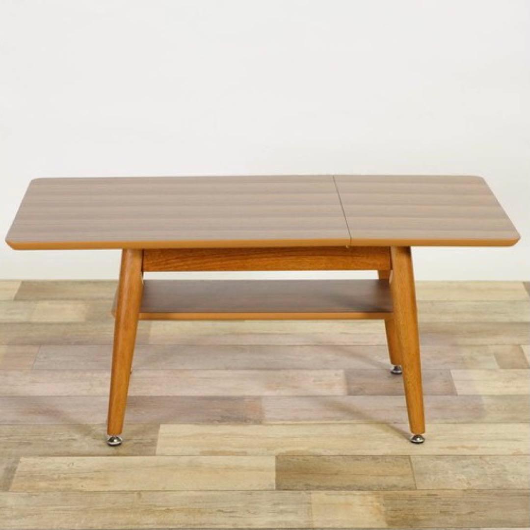 B 新品 ウォールナット 伸長式 ローテーブル S 折り畳み 伸縮 座卓 机