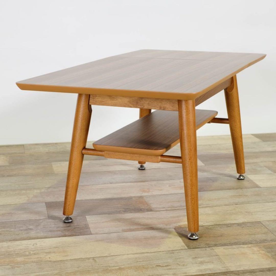 B 新品 ウォールナット 伸長式 ローテーブル S 折り畳み 伸縮 座卓 机