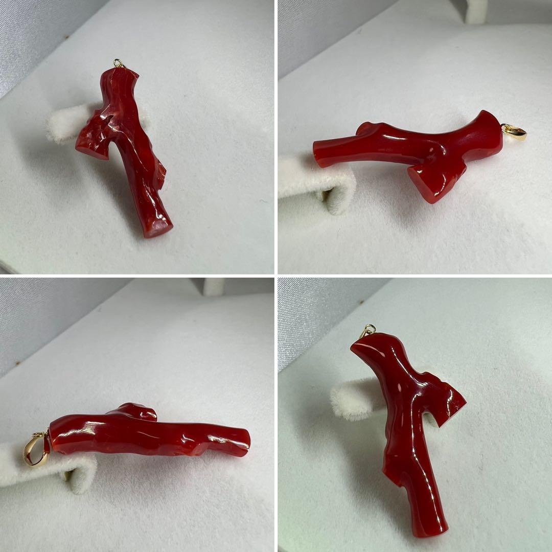 【極上の純国産☆】天然　血赤サンゴ　高知県産　9.542ct k18ペンダント