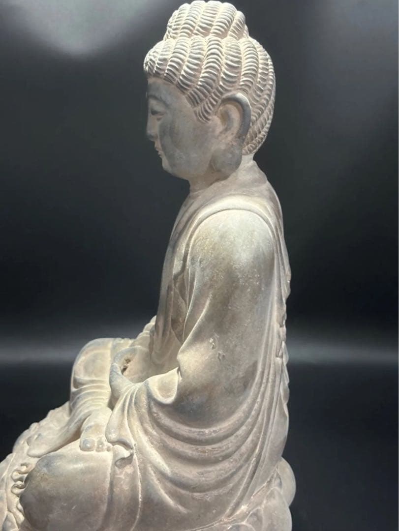 仏教　石仏 如来 細工彫刻 釈迦 縁起物 お釈迦様 釈迦如来 石彫仏像