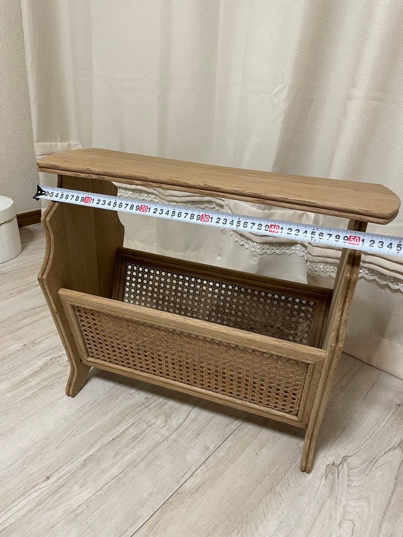 ビンテージ アンティーク　サイドテーブル マガジンラック　剥離　ラタン