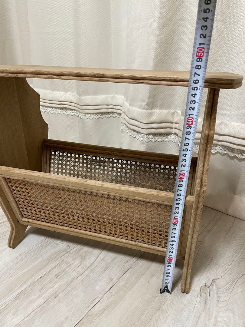 ビンテージ アンティーク　サイドテーブル マガジンラック　剥離　ラタン