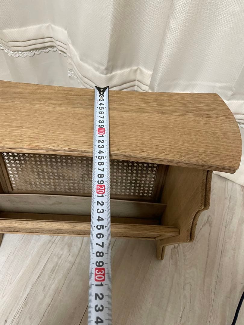 ビンテージ アンティーク　サイドテーブル マガジンラック　剥離　ラタン