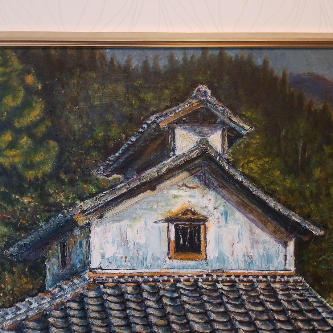 油絵　絵画　たばこかんそう《煙草乾燥小屋》F60 額付き
