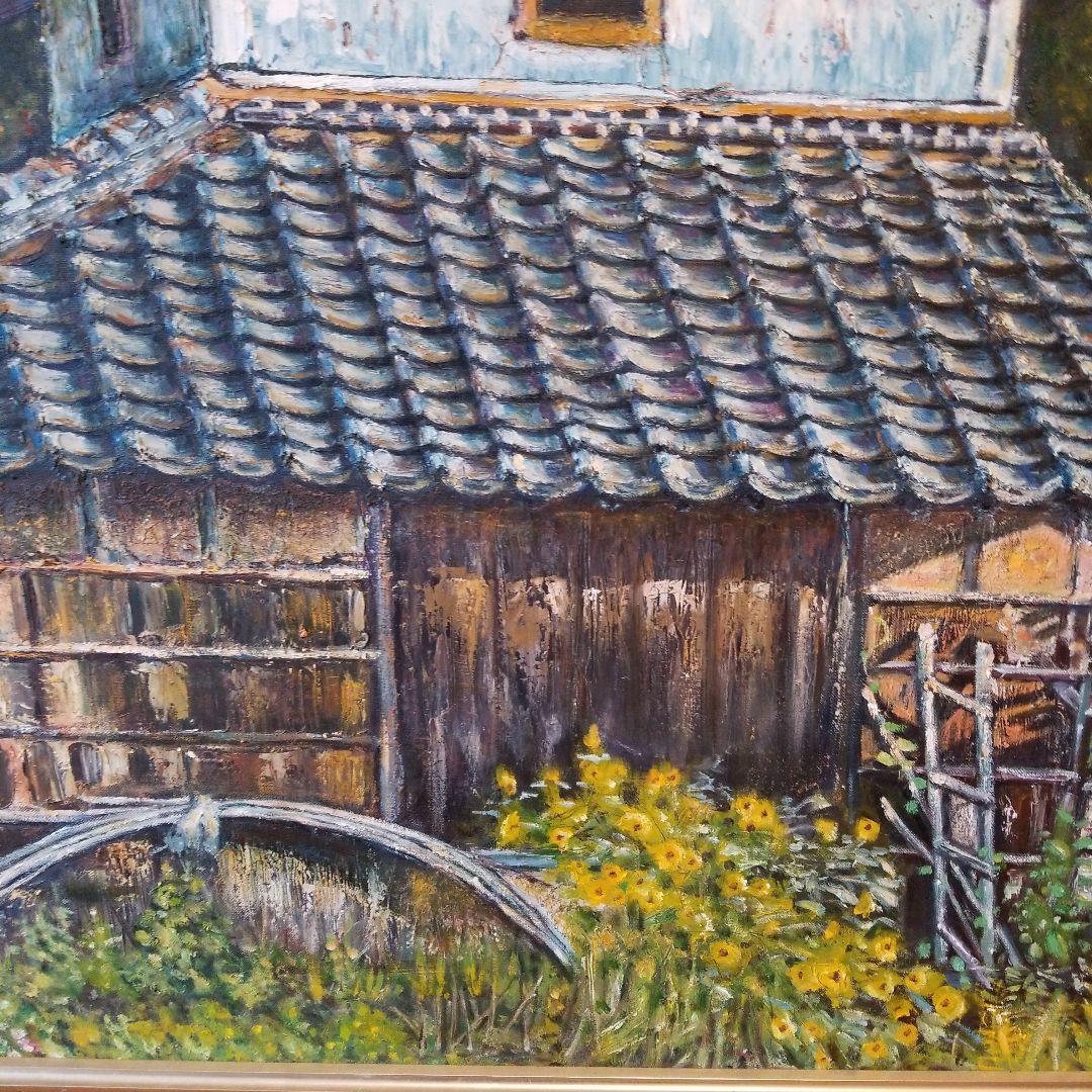 油絵　絵画　たばこかんそう《煙草乾燥小屋》F60 額付き