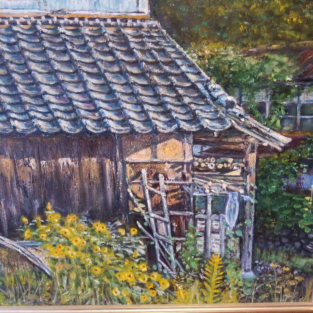 油絵　絵画　たばこかんそう《煙草乾燥小屋》F60 額付き