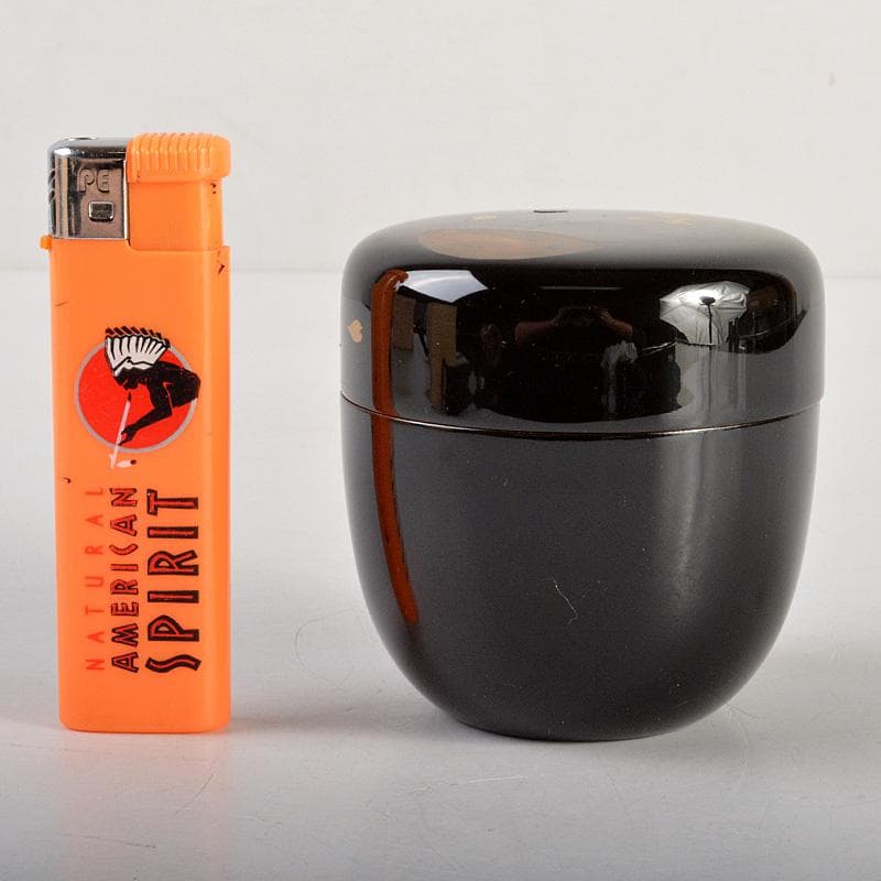 茶道具　平安　熊谷秀穂作　雪月花蒔絵　螺鈿装飾　黒内朱　中棗　共箱　V　6306