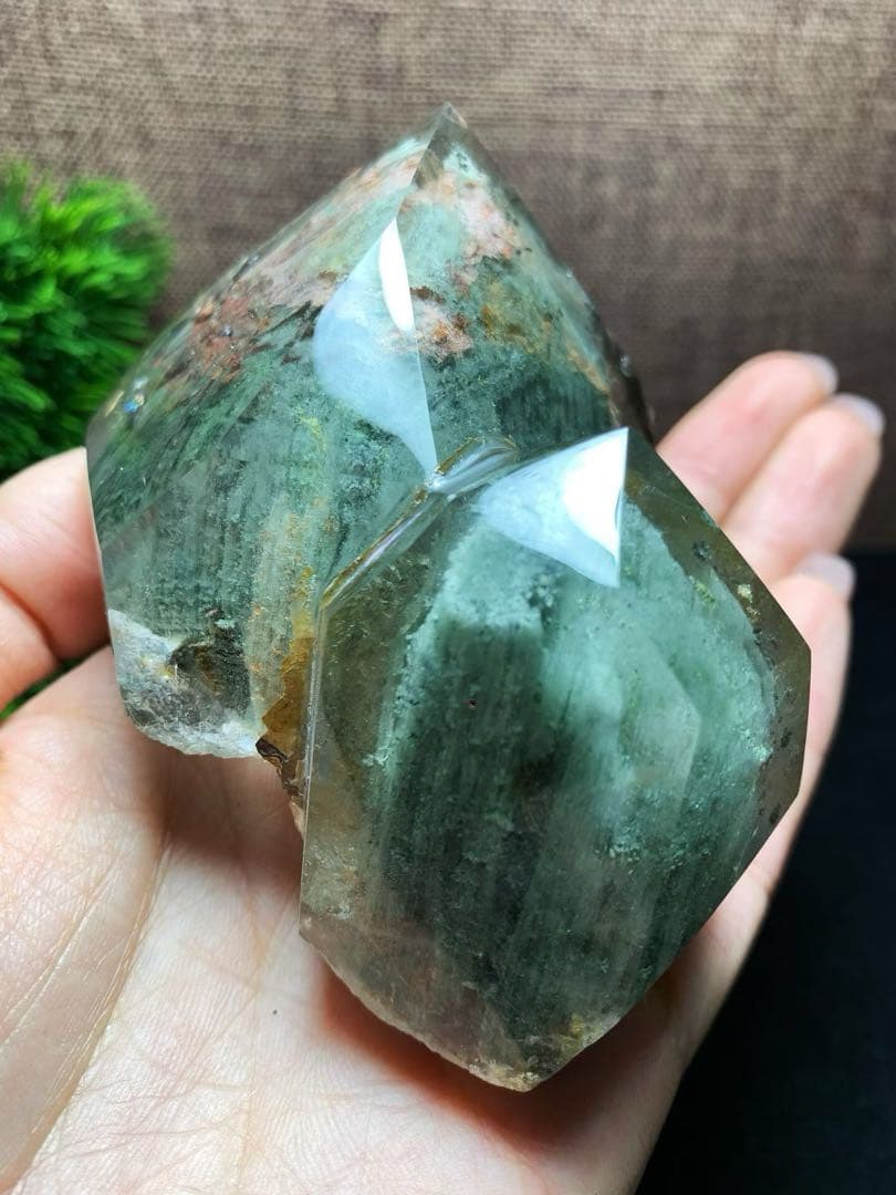 ⭐︎【天然】グリーン ガーデン クォーツ 置物 410g