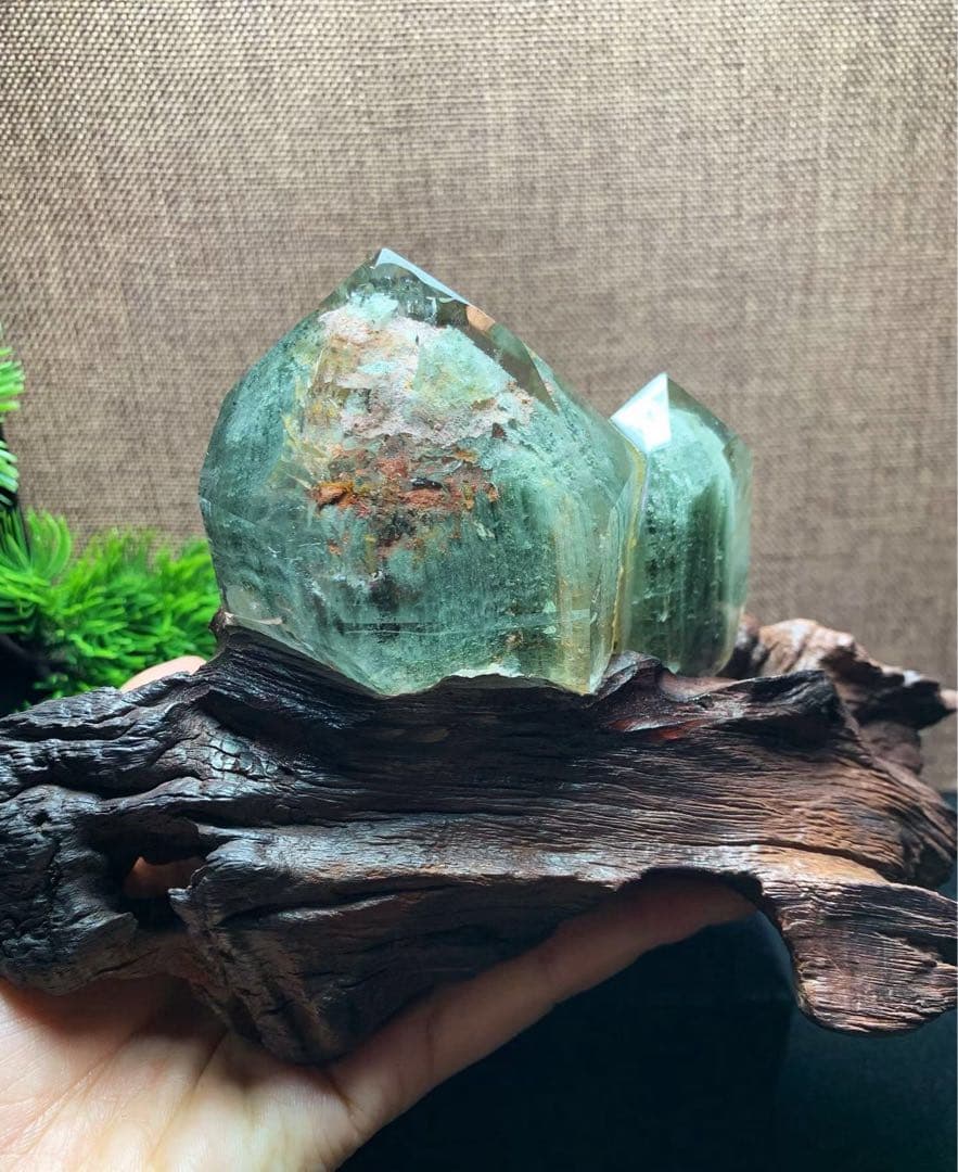 ⭐︎【天然】グリーン ガーデン クォーツ 置物 410g