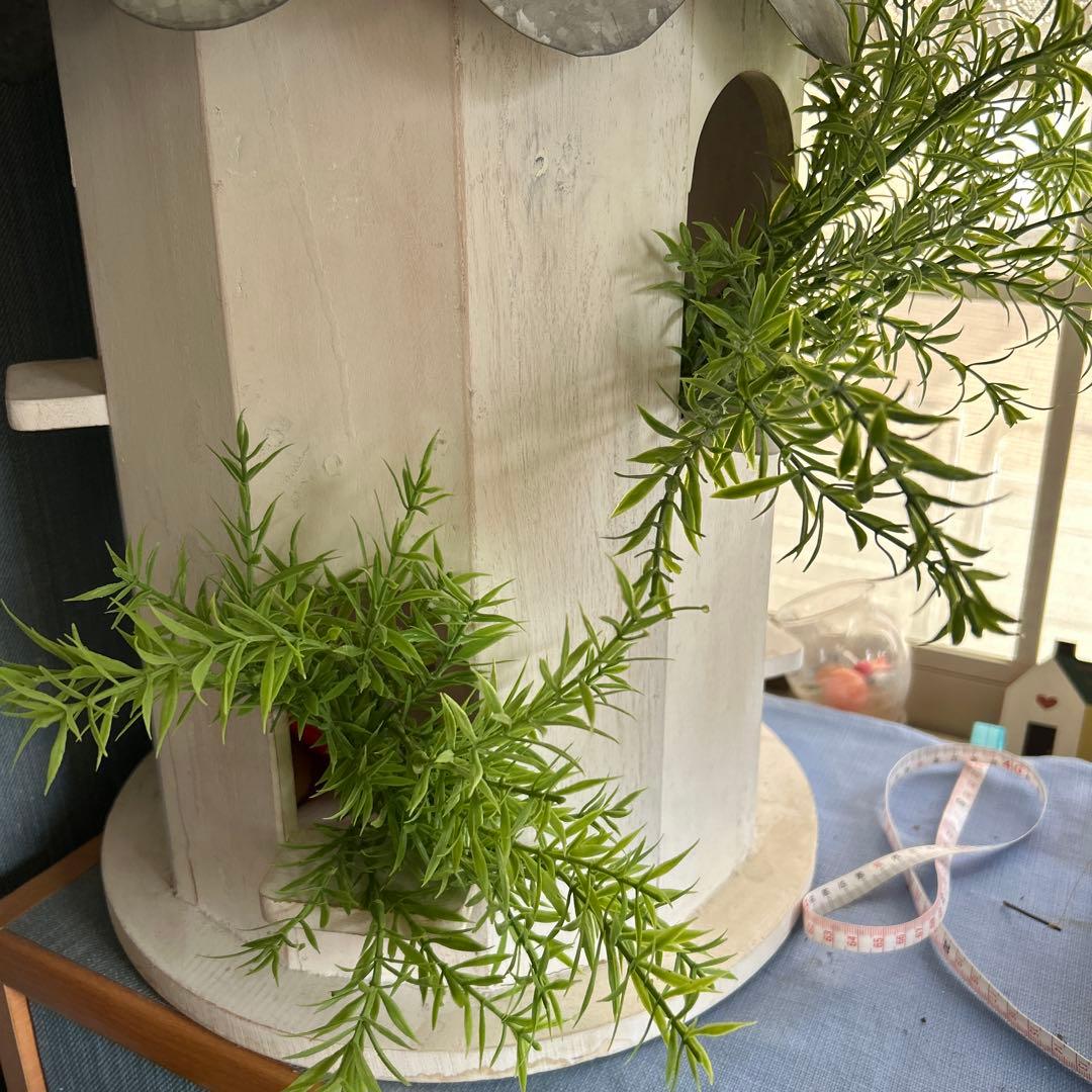 可愛い家型インテリア置物 ブリキ屋根　グリーン