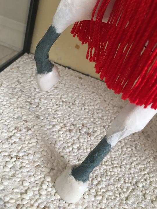 美品！ガラスケース入五月人形［馬上大将］節句白馬弓矢百貨店購入