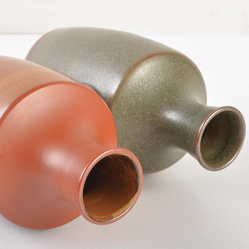 佐渡無名異焼 人間国宝 金渓堂 伊藤赤水 徳利 酒器 共箱 2点 VR7386F